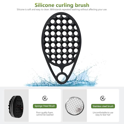 KOUPA Silicone Afro Twist Brush with Pick Comb - Easy Clean Dual-Sided Design with Textured Holes for Defined Afro Curls, Suitable for Coily Hair Men & Women, Black - color: Black