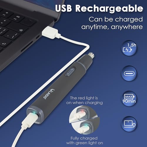 Nose Hair Trimmer for Men and Women, Painless 3 in 1 Men's Ear and Nose Hair Trimmers, 2025 USB-C Rechargeable Facial & Body Detail Hair Trimmer Clipper with High Speed and Dual-Edge Blades - size: 3 in 1+2 heads