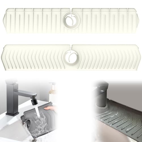 Kitchen Sink Faucet Mat, 30in Extra Long Foldable Silicone Faucet Guard & Splash Guard, 2026 Multi-Functional Draining Mat to Keep Countertops Dry, Protect Backsplash from Splash (Beige) - color: Beige