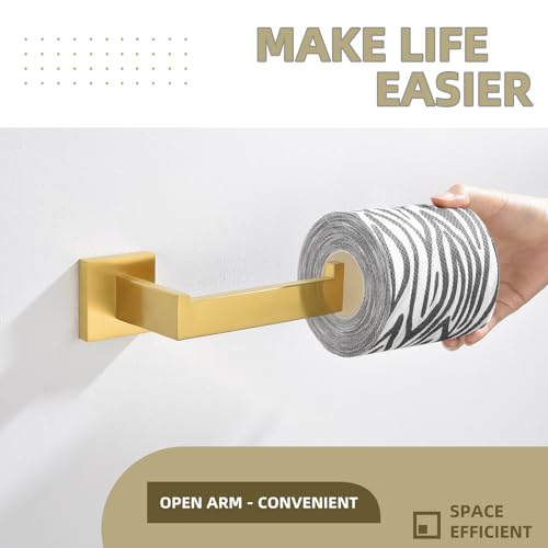 Toilet Paper Holder, Angle Simple SUS304 Stainless Steel Bathroom Tissue Holder, Open Arm Toilet Paper Roll Hanger Wall Mount, Brushed Dark Gold - color: Brushed Dark Gold