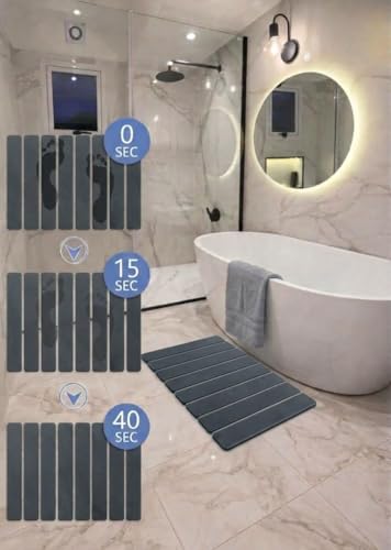 Premium Foldable Stone Bath Mat - Ultra Absorbent Quick Drying Compact Easy to Store & Clean Non-Slip Diatomaceous Earth Bath Shower Mat (Dark Grey) - color: Dark Gray