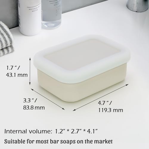 AIDIMMING Leak Proof Silicone Travel Soap Case with Clear Lid & Drain Pad, Compact Bar Soap Container, Portable Soap Holder for Standard Bar Soap & Handmade Soap, Travel Camping Gym (Clear&Offwhite) - color: Clear&offwhite