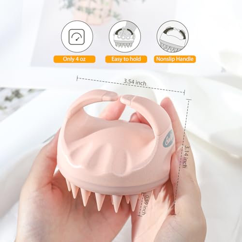 Sndyi Scalp Massager Shampoo Brush, Scalp Scrubber with Soft Silicone Bristles, Scalp Exfoliator for Dandruff Removal, Scalp Massager for Hair Growth, Wet Dry Hair Brush for Scalp Care, Pink - color: Pink