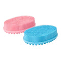 Silicone Body Scrubber Set, 2 Pack Shower Exfoliating Brushes, Pink and Blue