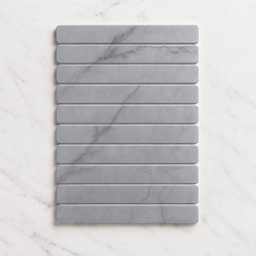 Premium Foldable Stone Bath Mat - Ultra Absorbent Quick Drying Compact Easy to Store & Clean Non-Slip Diatomaceous Earth Bath Shower Mat (Marble Grey) - color: Marble Grey