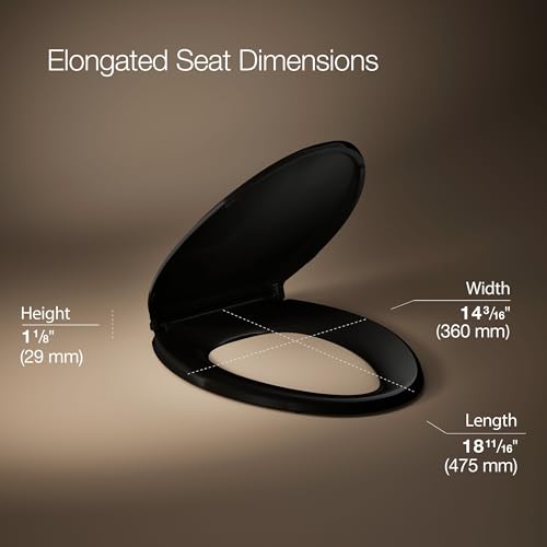 KOHLER CACHET® Nightlight Soft Close Toilet Seat Elongated, ReadyLatch®, Grip-Tight Hardware, Black - color: Black, size: Elongated