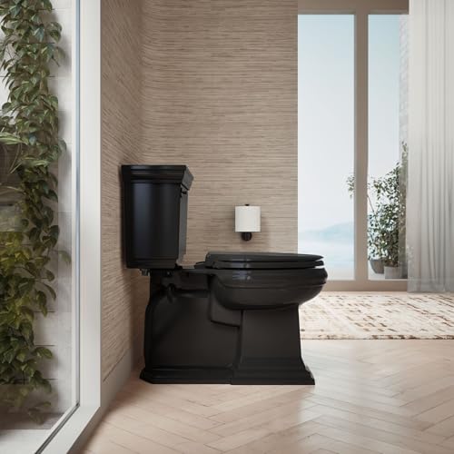 KOHLER 4636-RL-7 Cachet ReadyLatch Elongated Toilet Seat Slow Close, Soft Close Toilet Seat Quiet Lid, Contoured Grip-Tight Bumpers Installation Hardware, Apartment Essentials, Black - color: Black, size: Elongated