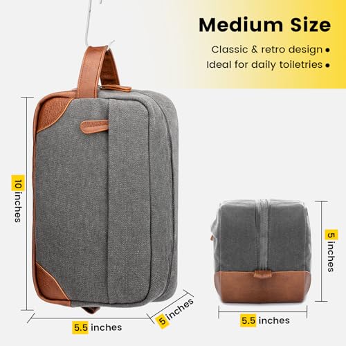 Vorspack Travel Toiletry Bag - Hanging Toiletry Bag for Men Water Resistant Canvas Shaving Bag with Large Capacity for Travel - Light Grey (Pack of 2) - color: Light Grey, size: Medium (Pack of 2)