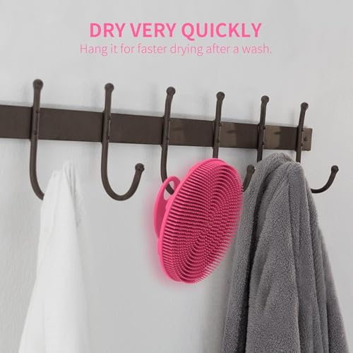 BEAUTAIL Silicone Body Scrubber, Gentle Exfoliating Shower Brush for Body | Hygienic Silicone Loofah, Easy-Grip Handle, Soft Bath Scrubber for Sensitive Skin, Women, Men & Kids, 2 Pack, Blue+Rose - color: Blue+rose 2 Pcs