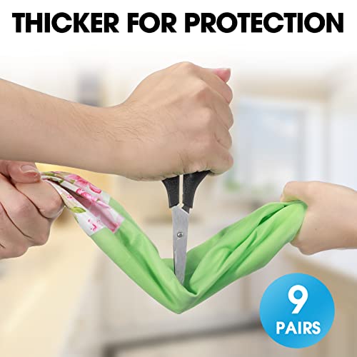 Mimorou 9 Pairs Household Dishwashing Rubber Gloves Long Cuff and Flock Lining Cleaning Gloves Reusable Waterproof