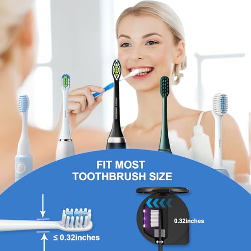 UV Toothbrush Sanitizer Holder, Toothbrush Sanitizer and Holder Cover Caps with Fan Drying, Rechargeable Portable Toothbrush Cleaner Case Fits Most Electric and Manual Toothbrushes (Black) - color: Black