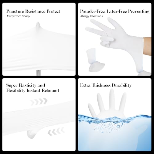 Kids Disposable Gloves for 4-8 Years, 5Mil White Nitrile Gloves for Work, Cleaning, Cooking, Gardening，Latex-Free and Powder-Free(XS,100PCS) - color: White of 100pcs, size: X-Small