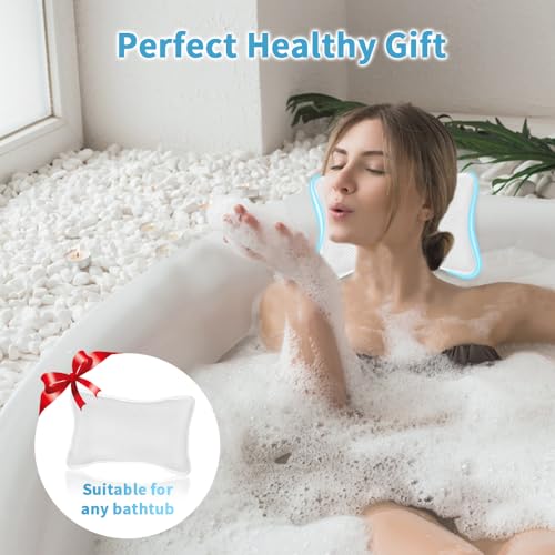 Luxury Bath Pillows for Tub, Slip Resistant Waterproof Bath Pillows for Tub Neck and Back Support with 2 Strong Suction Cups, Relaxing Spa Essentials (White) - color: White