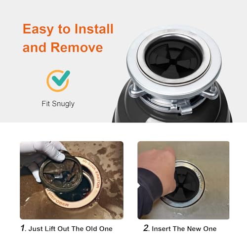 2Pcs 3 3/8" Garbage Disposal Splash Guard, Quiet Garbage Disposal Rubber Drain Insert, Sink Splash Guard QCB-AM Replacement for InSinErator Evolution Series, Removable Garbage Disposal Parts - color: Black 3 3/8" 2pack