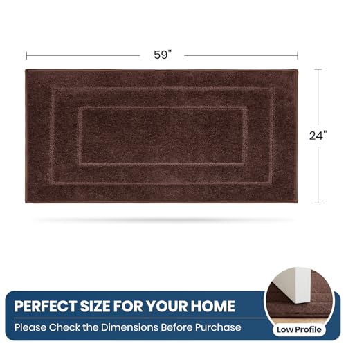 PURRUGS Machine Washable Kitchen Runner Rug 24" x 59", Non-Slip/Skid Hallway Runner Rug, Super Absorbent Soft Area Rug for Kitchen, Hallway & Laundry, Brown - color: Brown, size: 24" X 59"