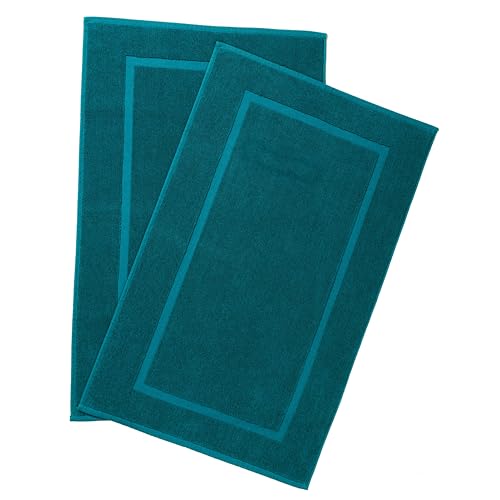 HILLFAIR-900 GSM-100% Ringspun Cotton Floor Towels mat- Hotel-Spa Tub-Shower Bathroom Floor mat Towels- 21 x 34 Inch - Terry Cotton Bath Mats, Machine Washable, Absorbent- 2 Peice Towel Set- Teal - color: Teal, size: 2 Piece Towel Set