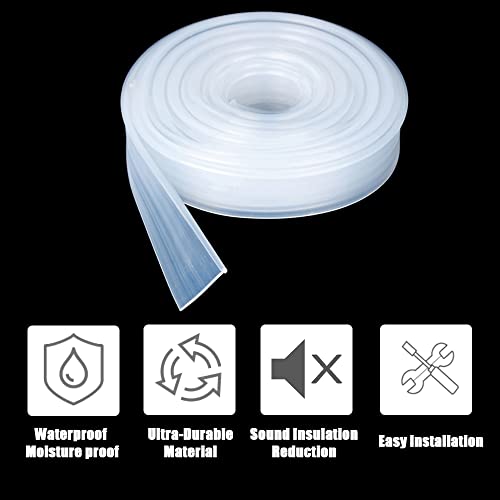 Framed Shower Door Bottom Seal Strip Replacement Shower Bottom Waterproof Door Rubber Sweep Trim Clear Seal for Home Bathroom Glass Shower Door 108 x 13/16 x 5/32 Inch Tee Insert Shape - color: White