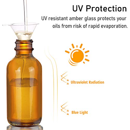 Bumobum Dropper Bottle 2 oz, 2 pack Amber Glass Eye Dropper Bottles with Labels and Funnel, Tincture Bottle with Measured Dropper - Leakproof Essential Oils Bottles for Health, Personal Care & Beauty - color: Amber
