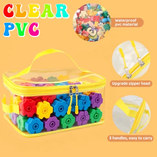 8 Packs Toy Storage Bags, Reusable Clear PVC Board Game Storage, Toy Storage Organizer Bags with Zipper for Building Blocks, Puzzle and Handmade Accessories, Clear Toiletry Bag - color: 8 Color, size: XX-Large