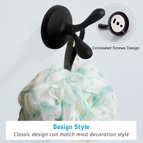 SUNTAI 4 Piece Bathroom Accessory Set(Adjustable Towel Bar, Towel Ring, Toilet Paper Holder,Towel Hook), Wall Mounted Bathroom Hardware Accessories Set,Matte Black