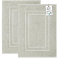 Feather & Stitch 2 Piece Towel Like Bath Mats (30x21 Inch) 100% Cotton Terry Bath Mats, Bathroom Shower Floor Mats [NOT A Bathroom Rug], Soft Absorbent Washable Mats - Silver Birch - color: Silver Birch