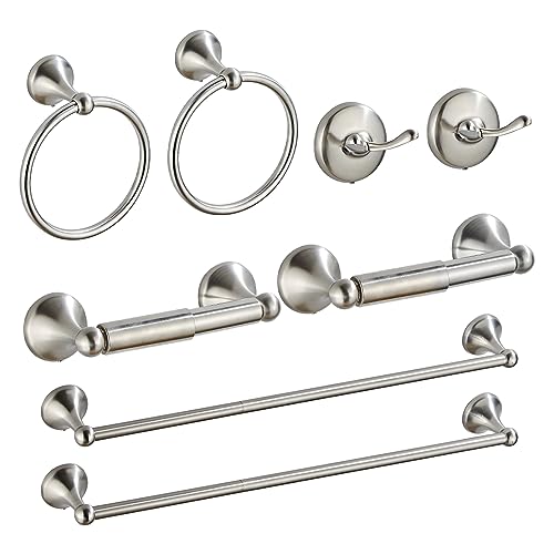 8 Piece Bathroom Accessory Set(Adjustable Towel Bar, Towel Ring, Toilet Paper Holder,Towel Hook), Wall Mounted Bathroom Hardware Accessories Set,Brushed Nickel - color: Brushed Nickel, size: 8 pieces