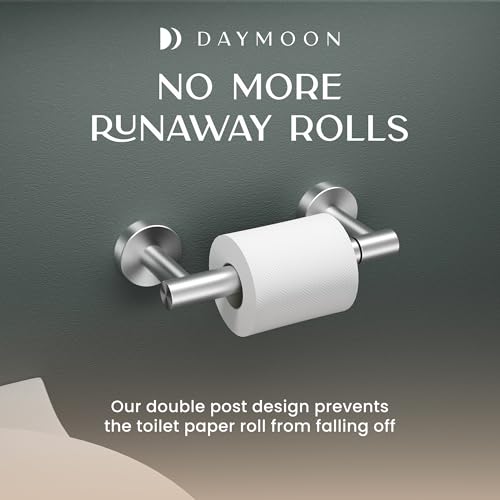 Day Moon™ Toilet Paper Holder Wall Mount, Modern Roll Holder for Bathroom, Stainless Steel Rustproof Double Post Pivoting Tissue Roll Holder for Bathroom, Classic, Brushed Nickel - color: Brushed Nickel