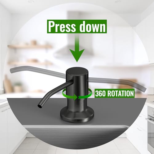 Kitchen Sink Soap Dispenser, Built in SoapDispenser, 47" Extension Tube kit, Counter Lotion Dispenser Pump, No Need More Refills (Black) - color: Black