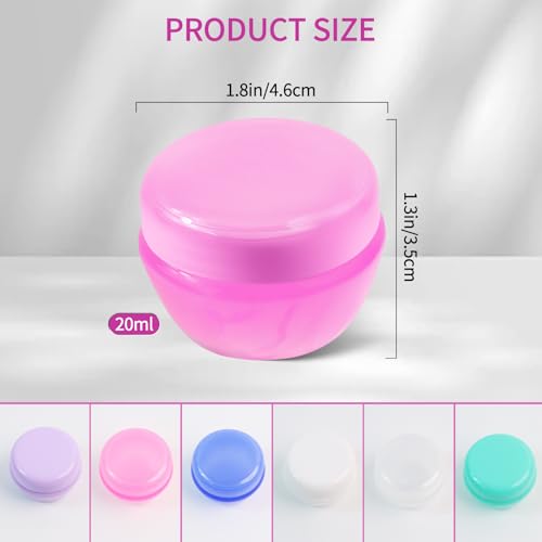 GAQWOK 6 Pcs 20ml Small Travel Containers Portable Toiletry Storage Jars | Compact travel size for creams lotion, comes with 2 small spoons, ideal for outdoor traveling daily use