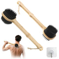 Silicone Back Scrubber for Shower, 2PCS Silicone Bath Body Brush Loofah with Long Handle, Dual-Sided Shower Brush for Body, Black Exfoliating Body Scrubber for Men Women, Back Washer for Men with Hook - size: black+black-2pcs