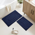 HOMEIDEAS Navy Blue Bathroom Rugs, Extra Soft and Absorbent Microfiber Plush Bath Rugs Sets 2 Piece with Non Slip Backing, for Shower - color: Navy Blue