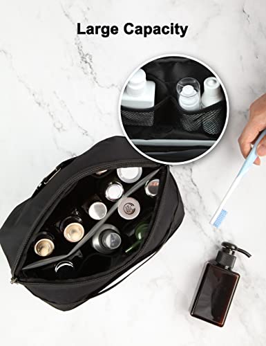 GOX Mens Toiletry Bag, Dry Wet Separate Travel Bag, Dopp Kit Case For Travel, Small Hanging Cosmetics Organizer Pouch (Black) - color: Black