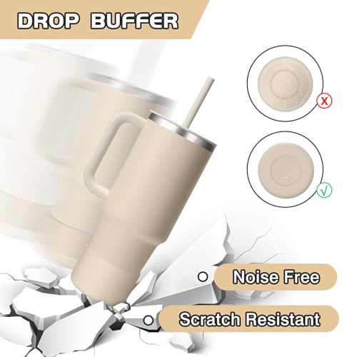 WUQID Silicone Boot Sleeve Compatible with Hydro Flask Travel Tumbler with Handle 32oz&40oz and 12-24oz Hydroflask Bottle & Stanley 20 30 40oz Tumbler, Fit 2.83-2.95in Bottom, Anti-Slip Bottle Cover - color: Oat Two Tone