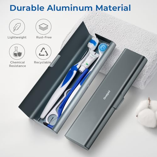 Wider Aluminum Toothbrush Travel Case, Portable Travel Toothbrush Holder, Durable Manual Toothbrush Box Container for Traveling, Bathroom, Camping, Business Trip, Gray Blue - color: Gray Blue, size: 1 Pack (Large)
