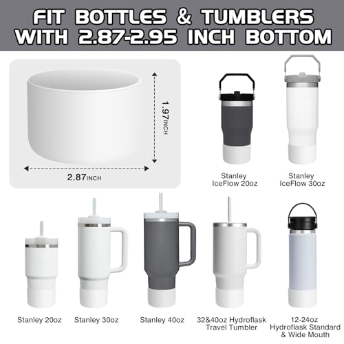 WUQID Silicone Boot Sleeve Compatible with Hydro Flask Travel Tumbler with Handle 32oz&40oz and 12-24oz Hydroflask Bottle & Stanley 20 30 40oz Tumbler, Fit 2.83-2.95in Bottom, Anti-Slip Bottle Cover - color: Transparent
