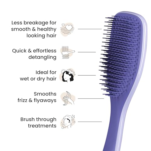 Tangle Teezer Ultimate Detangler Brush for Wet & Dry Hair, Eliminates Knots & Reduces Breakage for Straight to Wavy Hair Types, Amazon Exclusive Lilac Purple - color: Lilac Purple