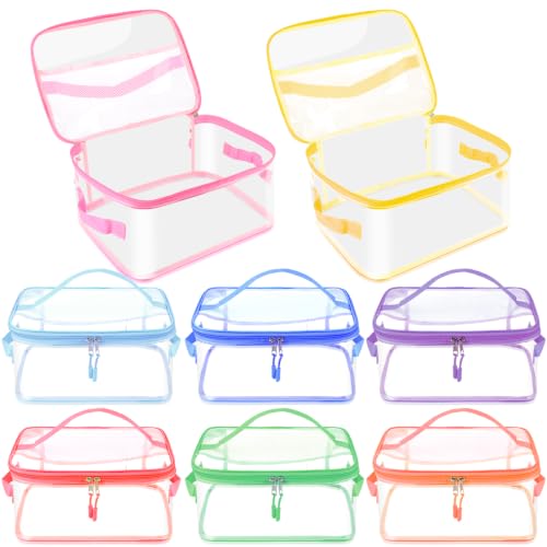 8 Packs Toy Storage Bags, Reusable Clear PVC Board Game Storage, Toy Storage Organizer Bags with Zipper for Building Blocks, Puzzle and Handmade Accessories, Clear Toiletry Bag - color: 8 Color, size: XX-Large
