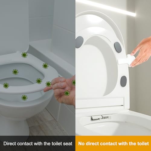 Toilet Seat Lift Handle, Toilet Lid Lifter, Avoid Touching the Toilet Lid, for Home, Office, and Toilet Training - Easy to Use, 2 Piece Set - color: White, size: 2XL