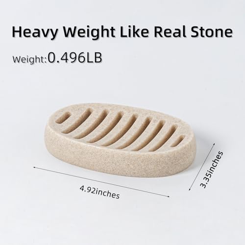 Soap Dish, Self Draining Bar Soap Holders, Oval Soap Saver Spone Holder Tray for Shower Bathroom Sink Countertop Kitchen Bathtub (Beige) - color: Beige