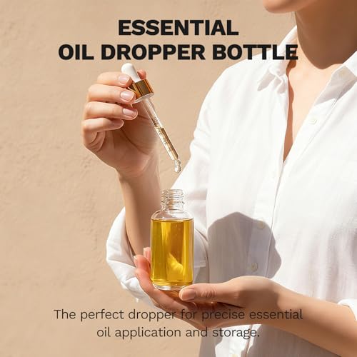 Bumobum 2 Pack, 2 oz Golden Cap Clear Glass Eye Dropper Bottle with Labels and Funnel, Leakproof Tincture Bottle with Measured Dropper for Essential Oils Bottles - color: Clear Golden Cap