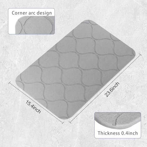 Stone Bath Mat Diatomaceous Earth Shower Mat Non-Slip Super Absorbent Quick Drying Diatomite Stone Mats for Bathroom Floor Kitchen, 2 Pack (Light Grey, 24x15) - color: Light Grey Wave