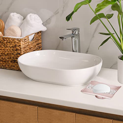 Zahari Home Sinatra Soap Dish Unique Design Stylish Bling Glass Mosaic Décor Soap Bar Holder, Blush - color: Sinatra Blush