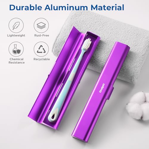 Aluminum Toothbrush Travel Case, Portable Travel Toothbrush Holder, Durable Manual Toothbrush Box Container for Traveling, Bathroom, Camping, Business Trip-Purple - color: Purple, size: 1 Pack (Standard)