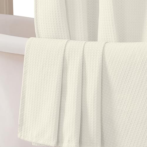 OWENIE Cream Shower Curtain, Stall Small Waffle Weave Heavy Fabric Shower Curtains for Narrow Size Bathroom, Waterproof Soft Hotel Spa Luxury Bath Curtain Set, Machine Washable, Cream, 36x72 Inch - color: Cream, size: 36"W x 72"L (Pack of 1)