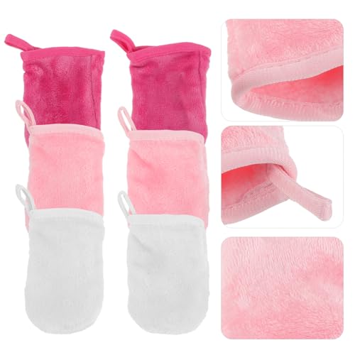 Facial Cleansing Gloves Makeup Remover Mitts Set of 6 Soft Reusable Gloves for Daily Skincare Routine and Travel 4.92X3.93 Inches