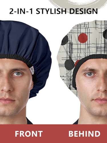 Years calm Shower Cap for Men, Waterproof Reusable Hair Cap with Dual-Layer Design, Reversible Double-Sided Use, Stretchable Elastic Band, Comfortable Fit for Shower, Gym, Hair Care & Travel - color: White and black