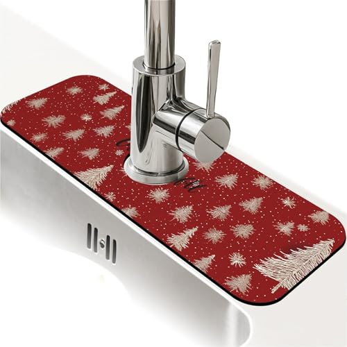 Faucet Fast Absorbent Pad - Christmas Tree And Snowflake , Suitable For Kitchen, Bathroom, Island And Other Scenes - color: Christmas Tree and Snowflake