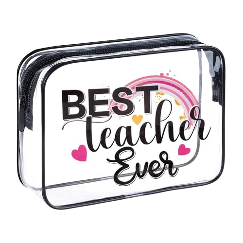 Teach Bag Clear Zipper Pouch, Teacher Survival Kit Bag, Clear Makeup Cosmetic Bag, PVC Waterproof Travel Toiletry Bag Graduation Thanks Gift (C) - style: C
