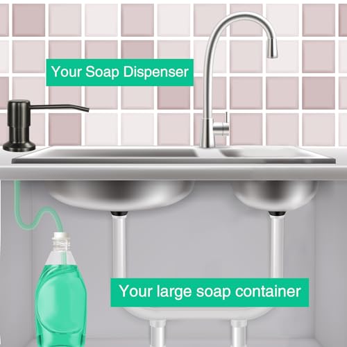 Soap Dispenser for Kitchen Sink, Built in Sink Soap Dispenser, Countertop Soap Dispenser Pump with 47" Extension Tube kit, No Need to Fill Little Bottle Again, Gray - color: Gray