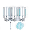 Better Living Products 76345 AVIVA Three Chamber Dispenser, Chrome | 3 Chamber, Shower Dispenser for Bathroom, Built-in Hooks, No Drill, Waterproof Shampoo Soap Dispenser Pump - color: Chrome, size: 3-Chamber